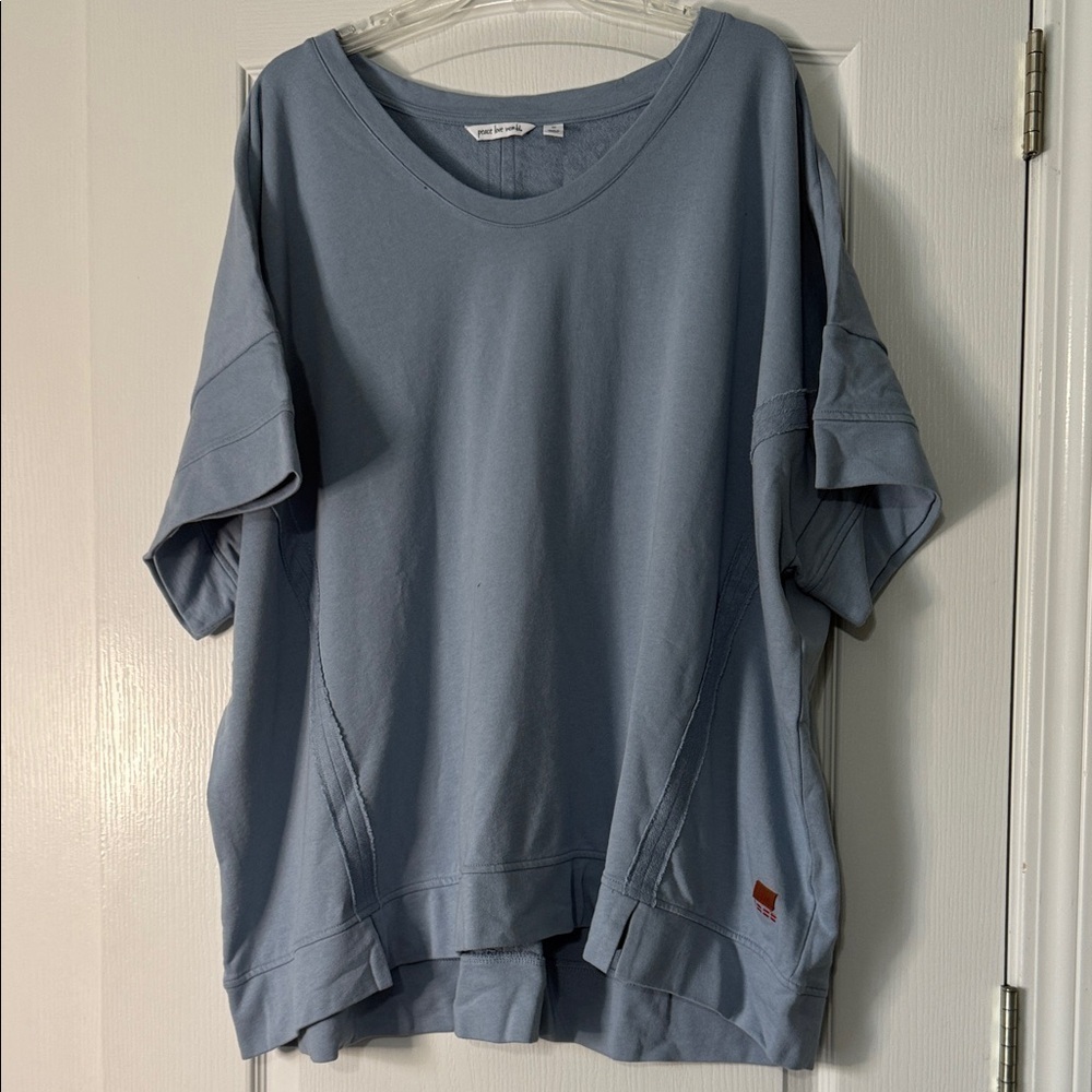 Oversized Blue Short Sleeve Top and Pant Set Women’s Size 4X